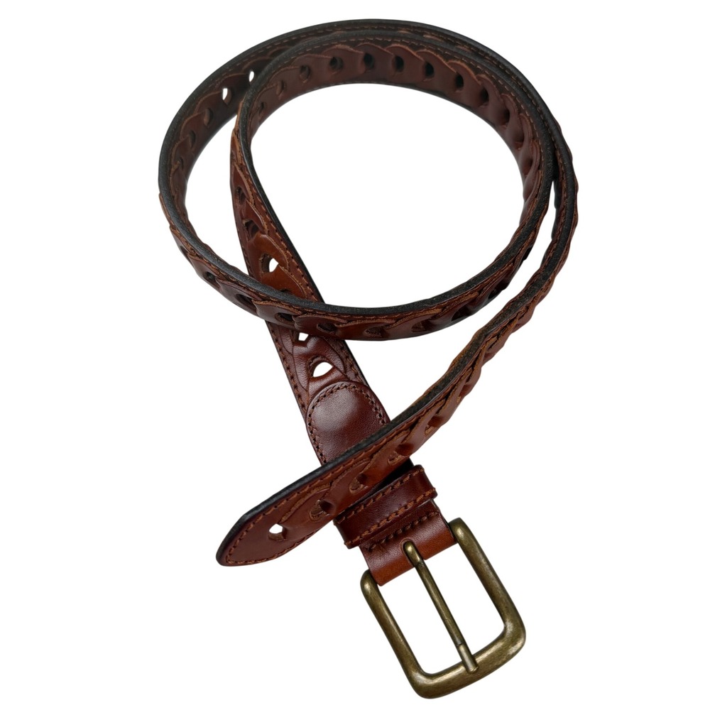 Dockers Mens Braided Leather Belt Brown Size 36/90 2400‎ Made in Turkey Vintage